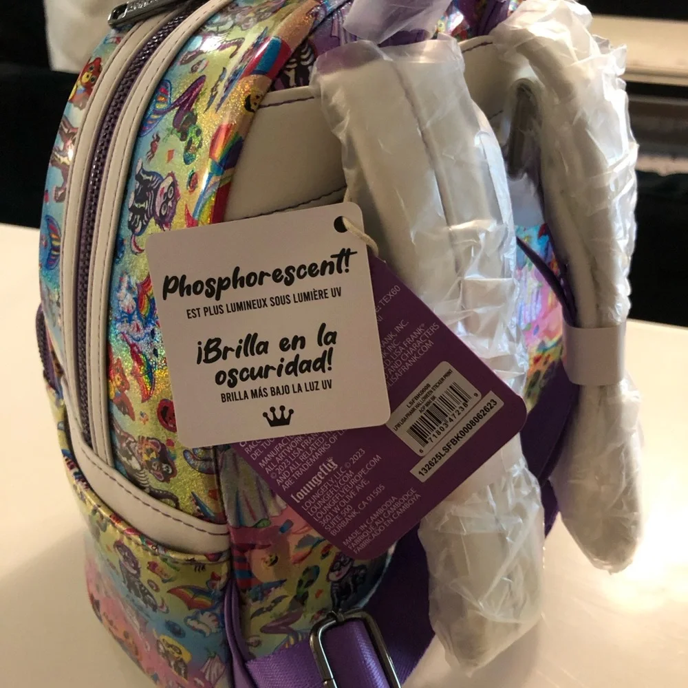 New! Loungefly x Lisa Frank Halloween Sticker Mini Backpack - Picture 10 of 12